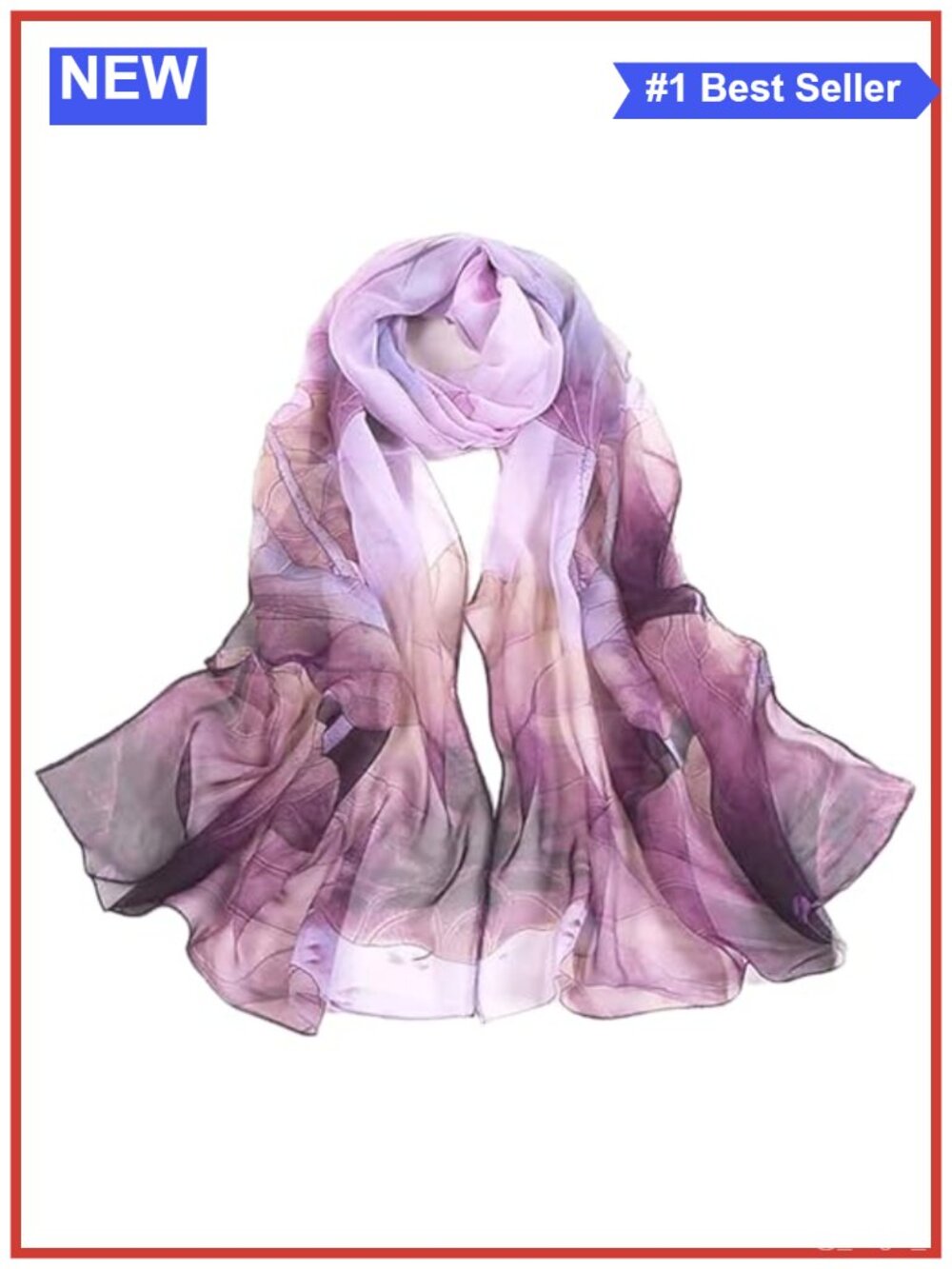 Women's Sheer Floral Chiffon Scarf Lightweight Neck Wrap Shawl
